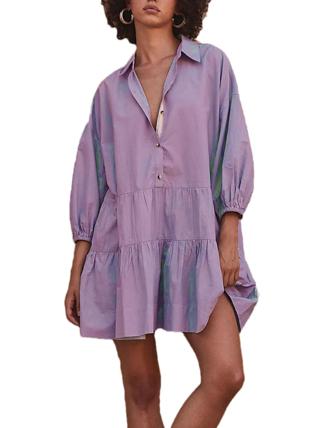 Women's Oversized Casual Collared Babydoll Mini Dress (⏰ 50% OFF TODAY)