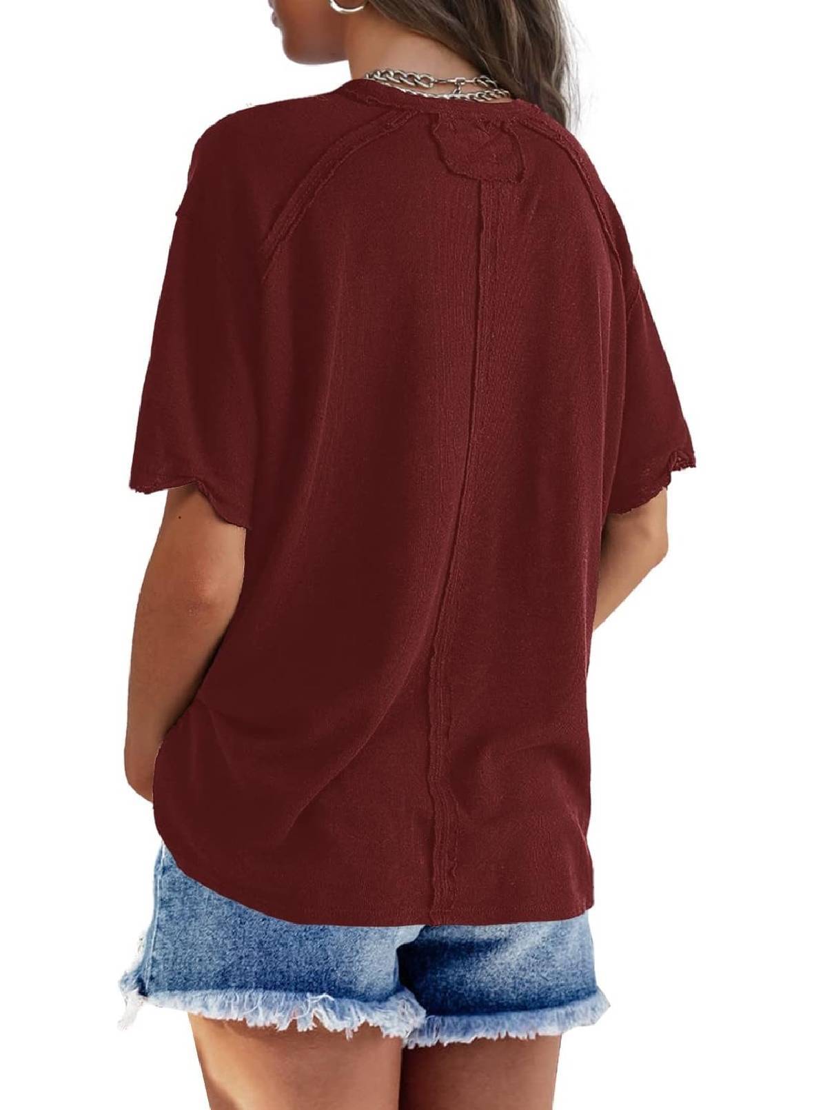 Womens Oversized Crewneck Short Sleeve T Shirts Tops