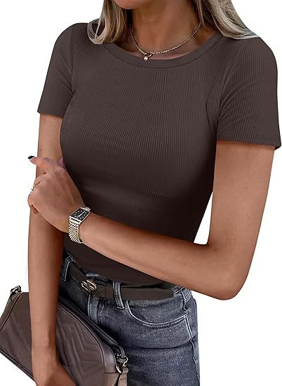 Essential Ribbed Knit Slim Fit T-Shirt  (BUY 3 FREE SHIPPING!!!)