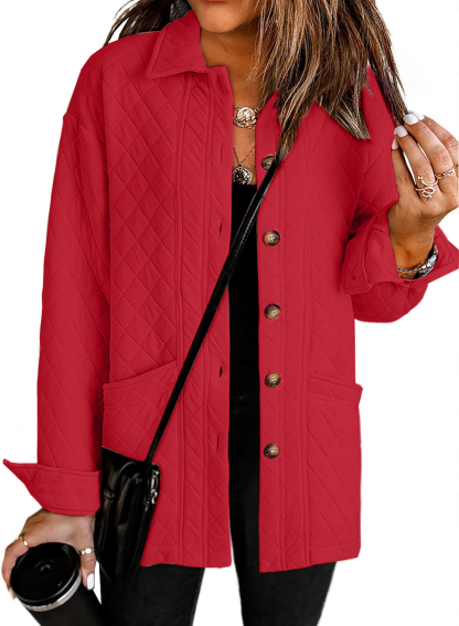 Women Button Down Casual Lightly Quilted Jackets 