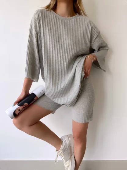 2023 Summer Hot Sale🔥 🔥 Casual Crew Neck Loose Shorts Set