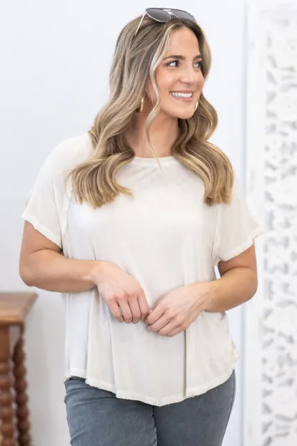 Washed Hi-Low Hem Knit Top