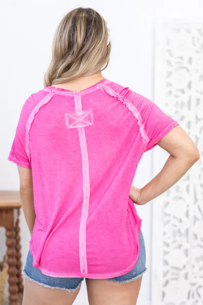 Washed Hi-Low Hem Knit Top