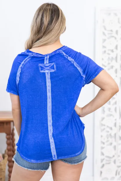 Washed Hi-Low Hem Knit Top