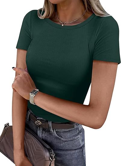 Essential Ribbed Knit Slim Fit T-Shirt  (BUY 3 FREE SHIPPING!!!)
