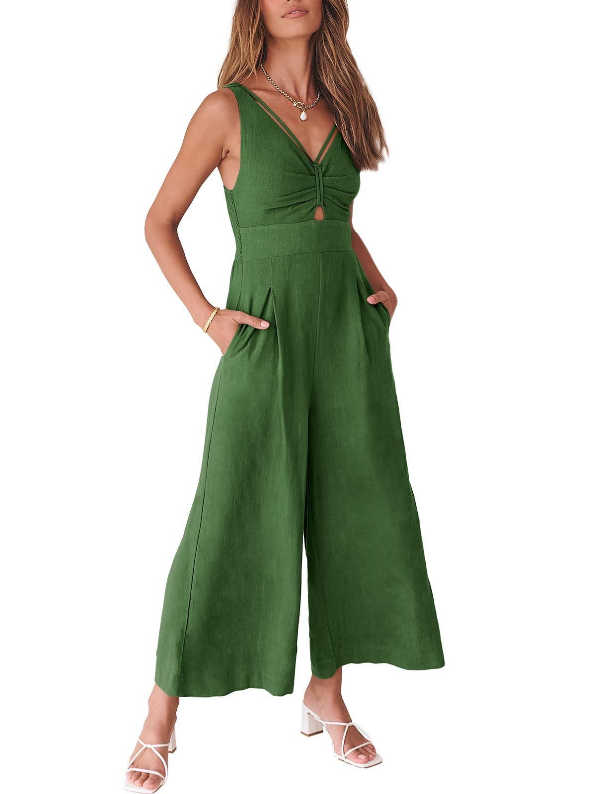 🔥2024 Hot Sale 🔥V NECK SMOCKED CUTOUT HIGH WAIST ROMPERS-hivebabe.com