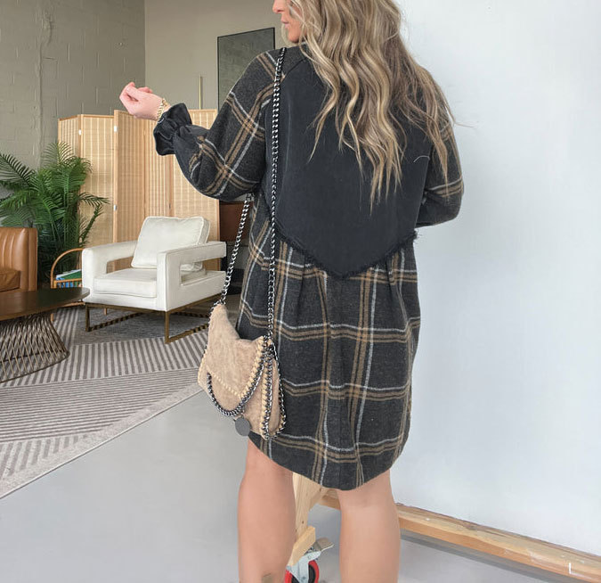 Early Christmas Sale 80% OFF ✨Women's Denim Plaid Dress Black (Buy 2 Free Shipping)