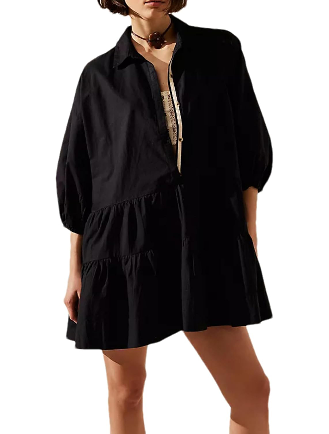 Women's Oversized Casual Collared Babydoll Mini Dress (⏰ 50% OFF TODAY)