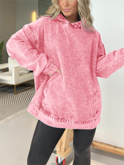DENIM HOODED SWEATSHIRT WITH FRONT POCKETS (BUY 2 10% OFF)