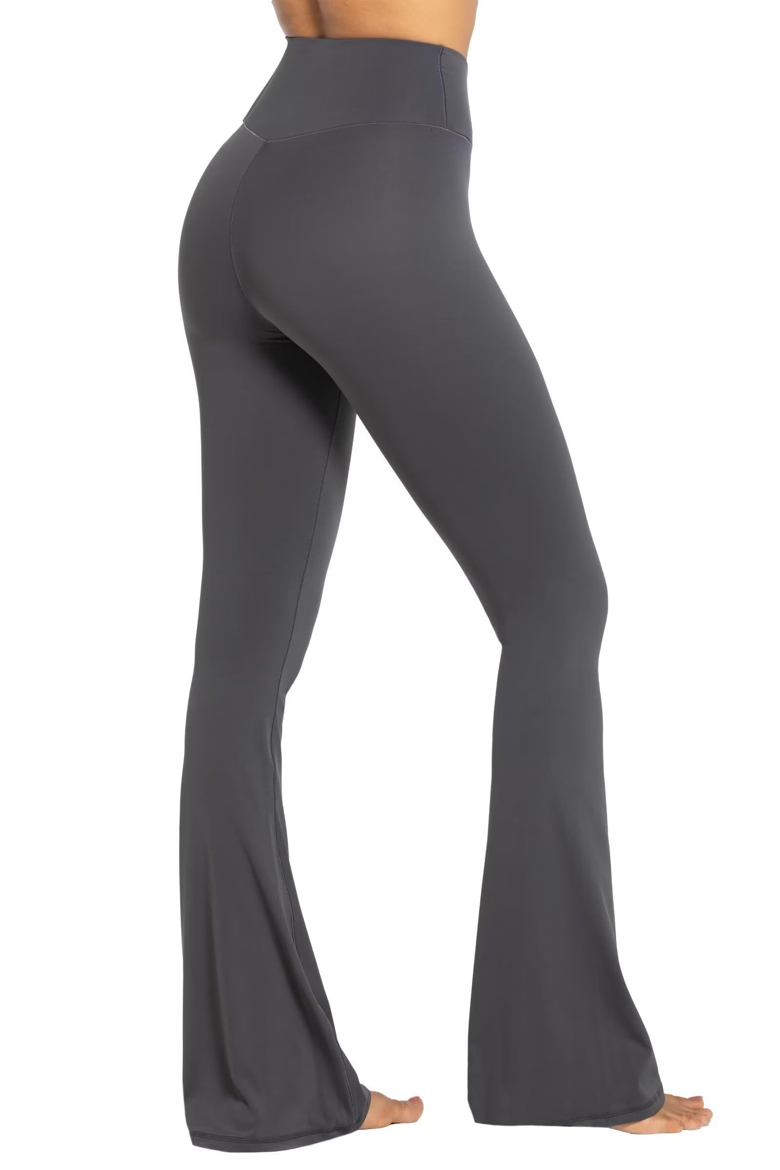 Womens Flare Leggings with Tummy Control Crossover Waist and Wide Leg