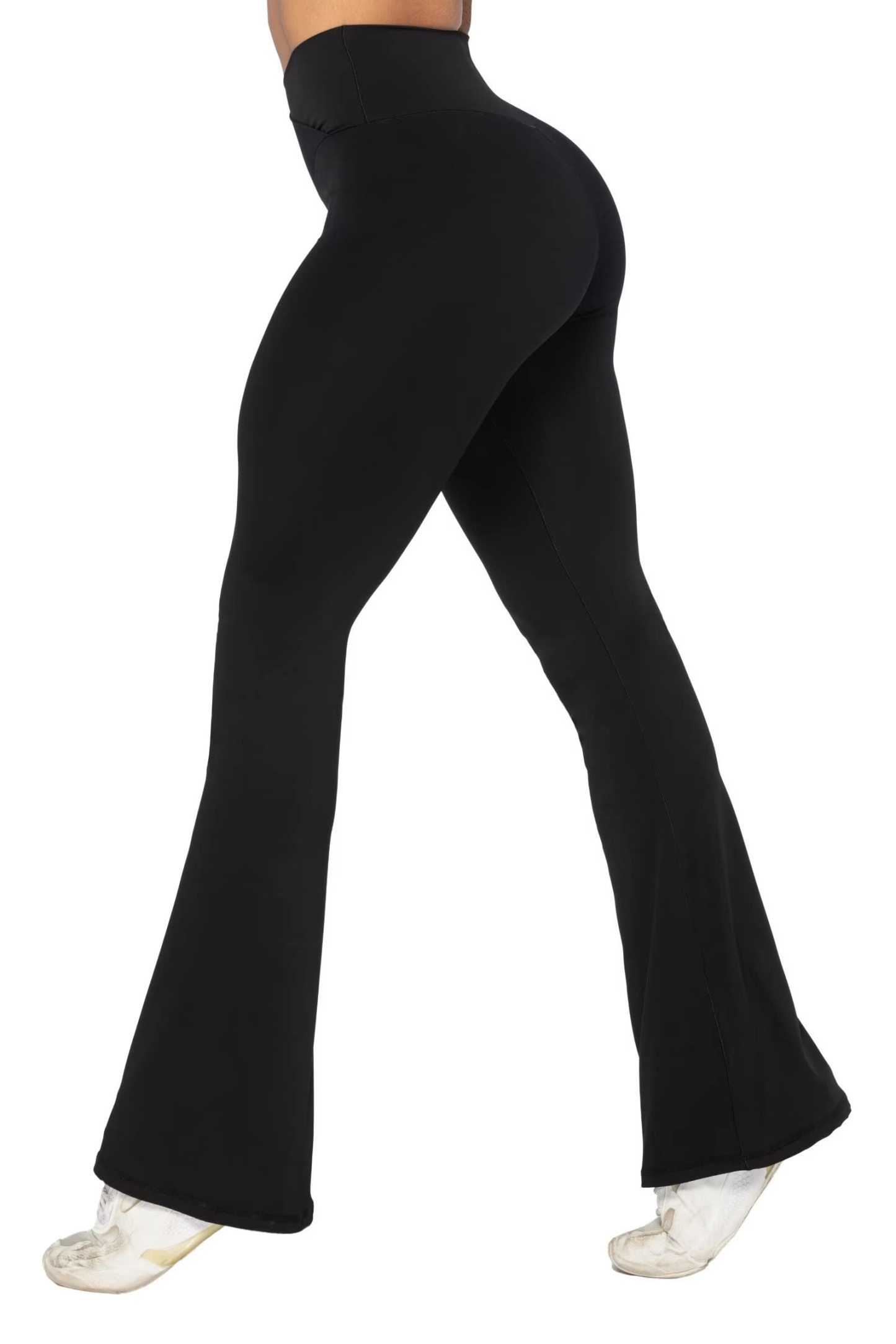 Womens Flare Leggings with Tummy Control Crossover Waist and Wide Leg