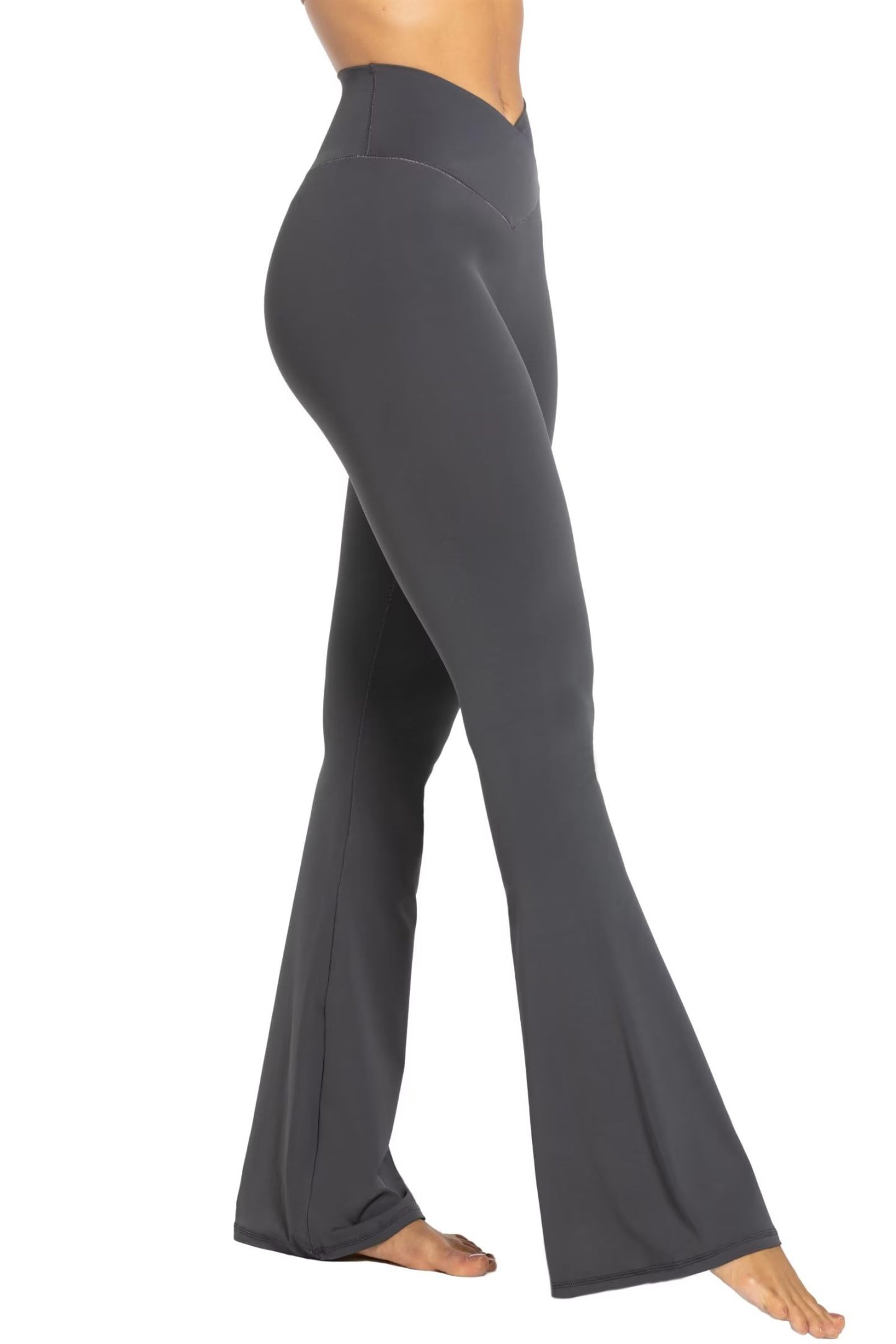 Womens Flare Leggings with Tummy Control Crossover Waist and Wide Leg