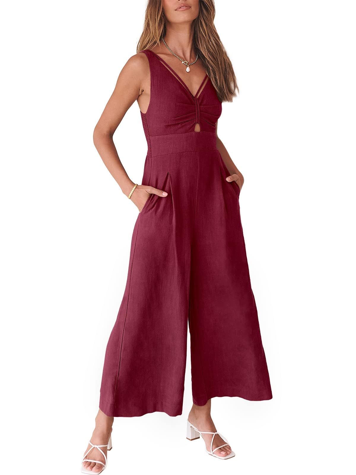🔥2024 Hot Sale 🔥V NECK SMOCKED CUTOUT HIGH WAIST ROMPERS-hivebabe.com
