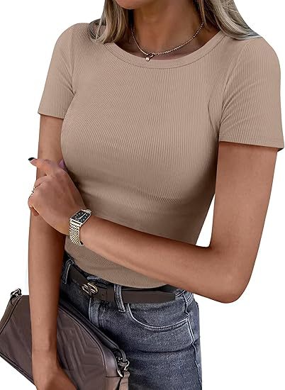 Essential Ribbed Knit Slim Fit T-Shirt  (BUY 3 FREE SHIPPING!!!)
