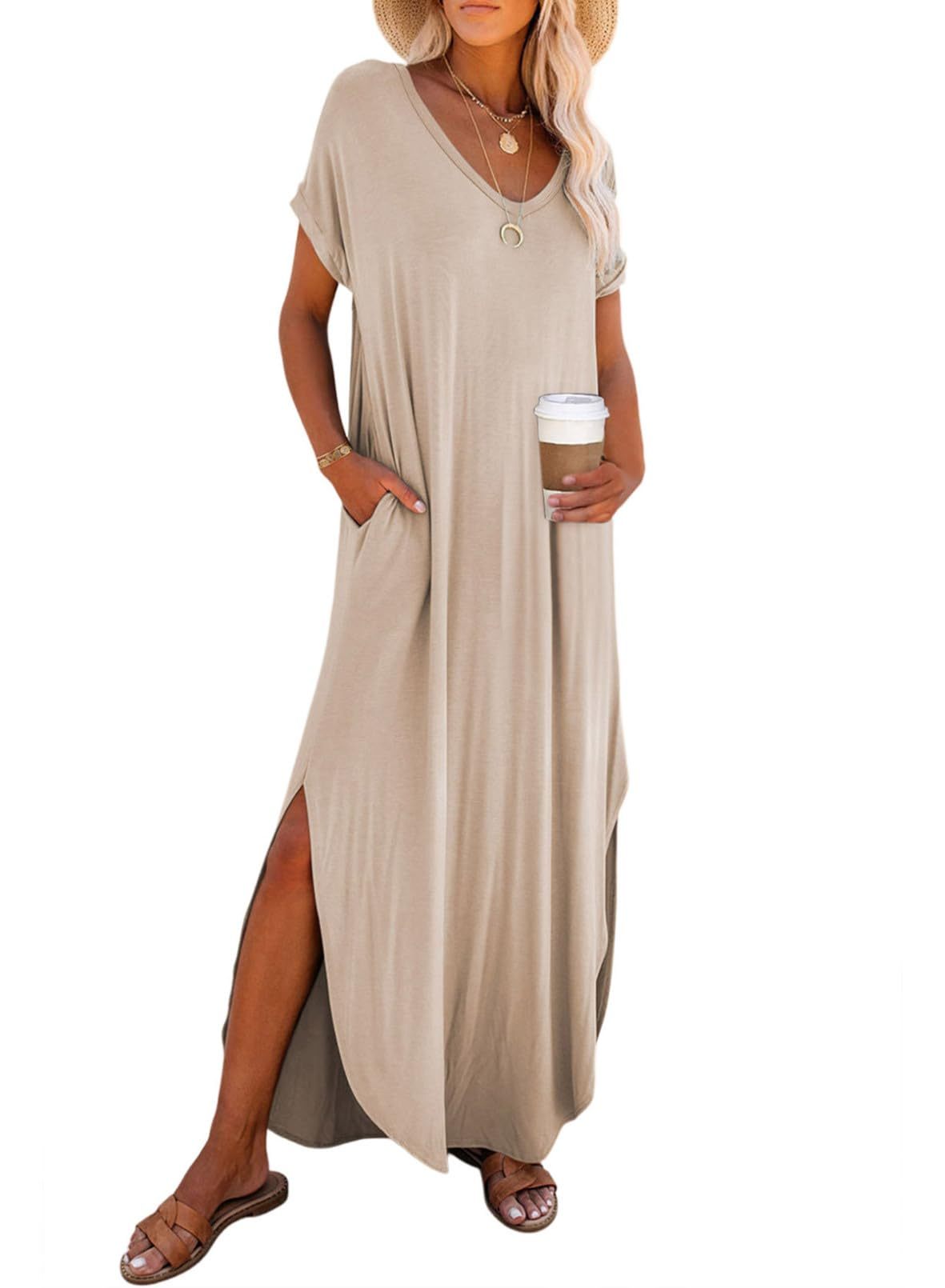 Womens Summer Casual Loose Maxi Dresses Beach Outfit