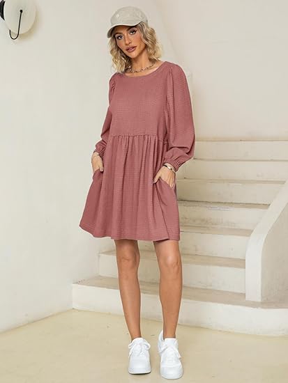 2024 🔥 Womens Flowy Summer Puff Sleeve Dress