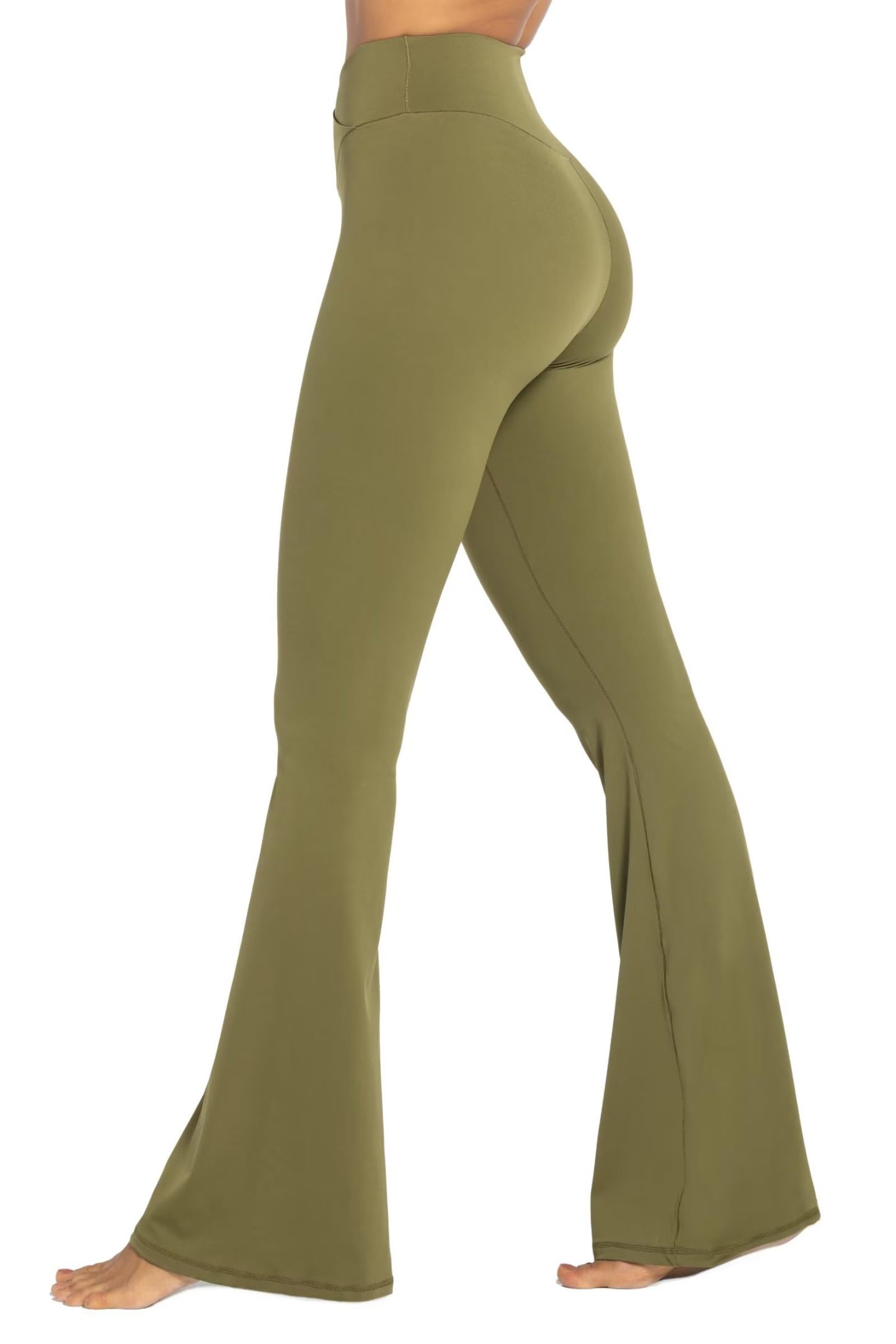 Womens Flare Leggings with Tummy Control Crossover Waist and Wide Leg