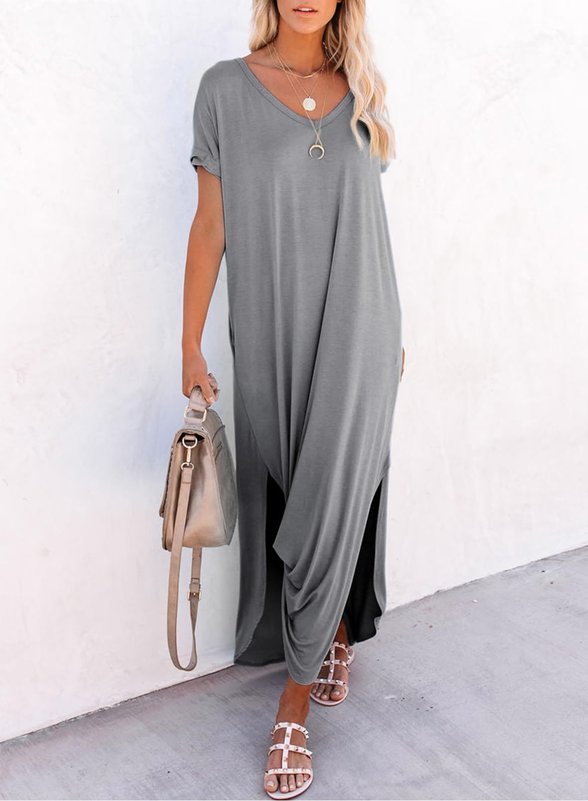 Womens Summer Casual Loose Maxi Dresses Beach Outfit