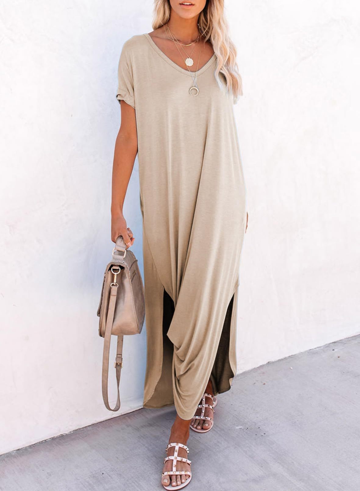 Womens Summer Casual Loose Maxi Dresses Beach Outfit