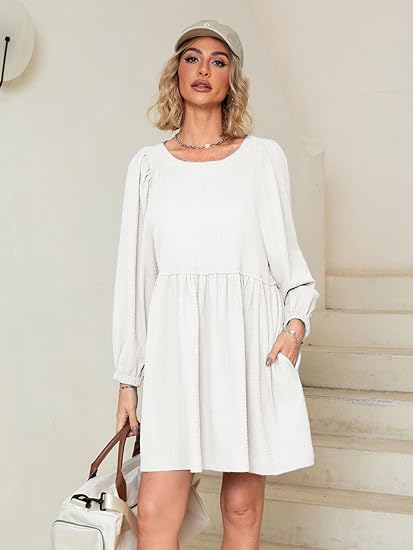 2024 🔥 Womens Flowy Summer Puff Sleeve Dress