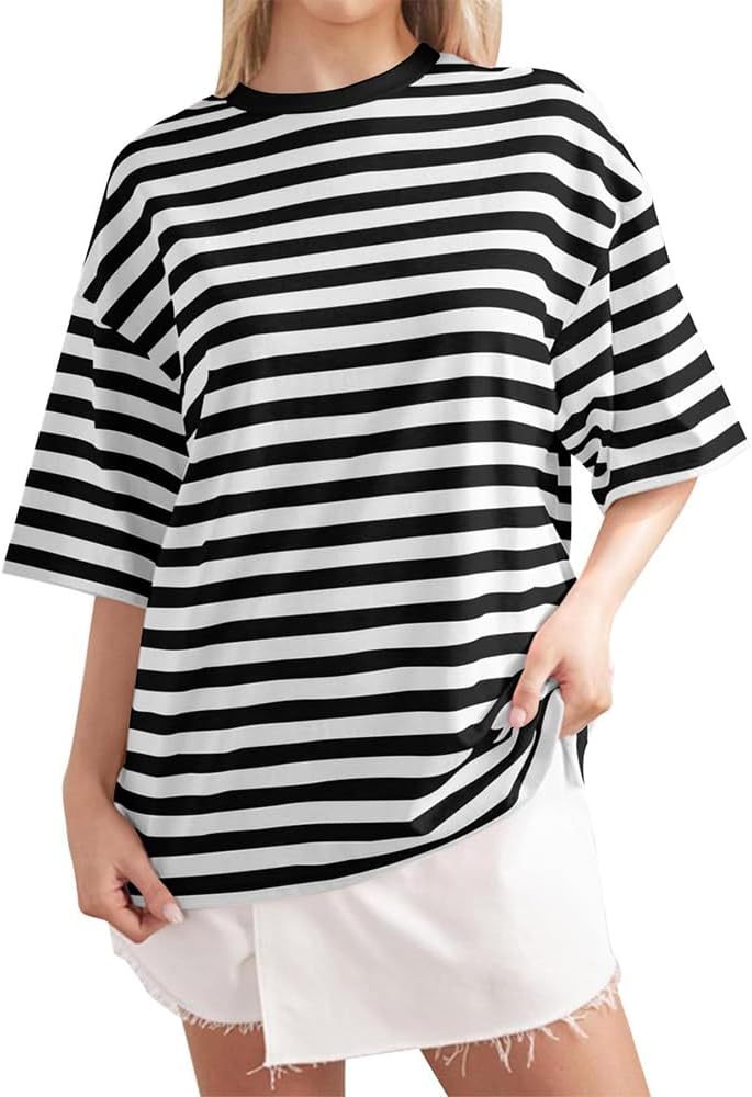 Women Oversized Striped Color Block Shirt