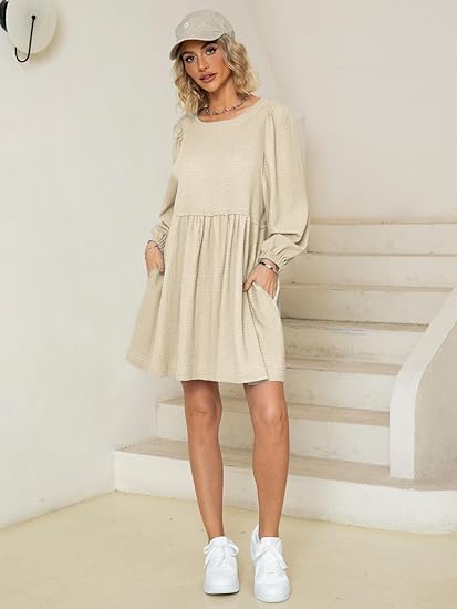 2024 🔥 Womens Flowy Summer Puff Sleeve Dress