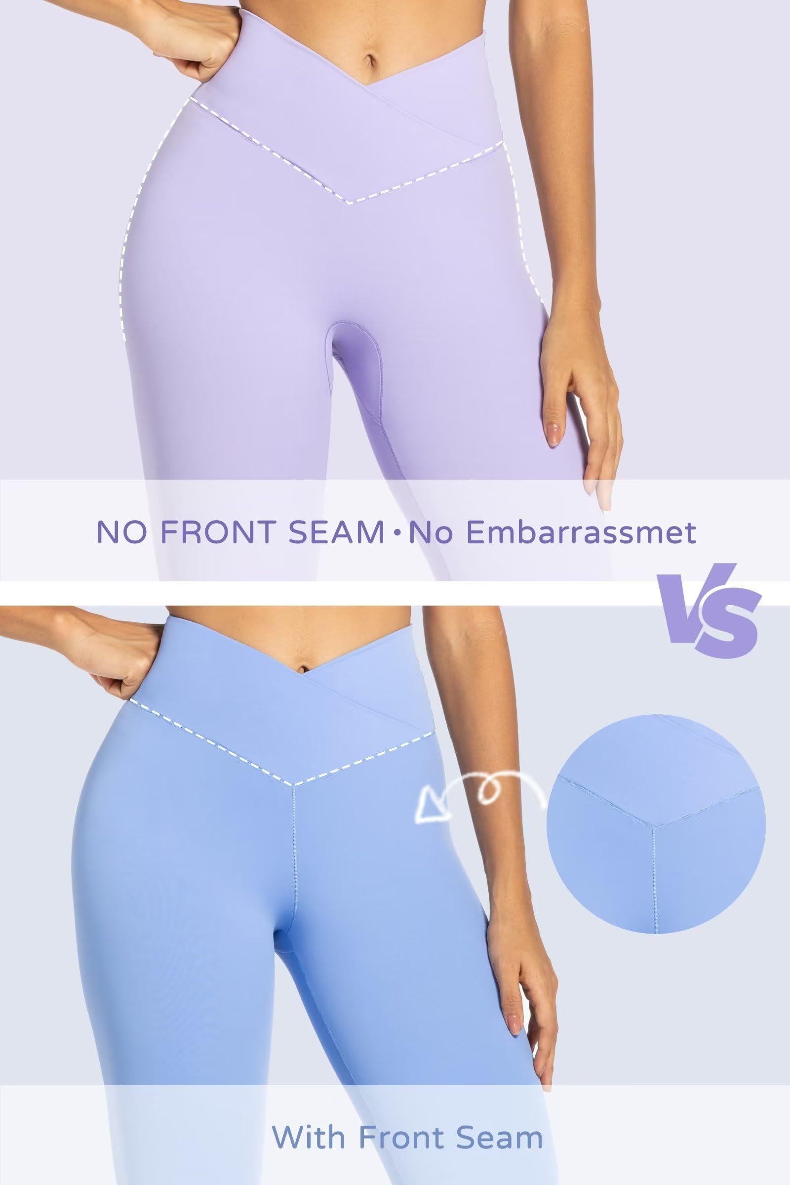 Womens Flare Leggings with Tummy Control Crossover Waist and Wide Leg