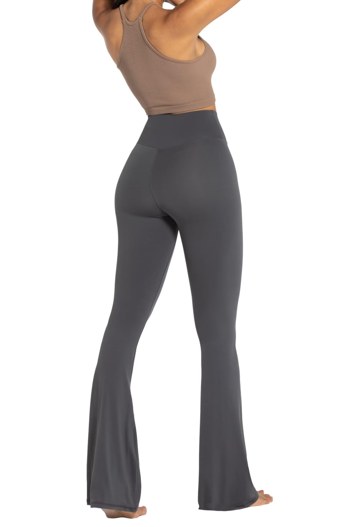 Womens Flare Leggings with Tummy Control Crossover Waist and Wide Leg