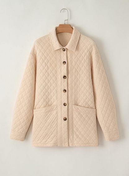 Women Button Down Casual Lightly Quilted Jackets 