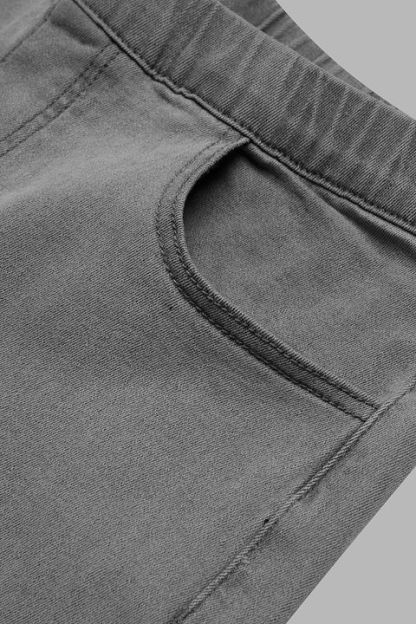 Solid Slant Pocket Zip Side Seam Detail Skinny Jeans