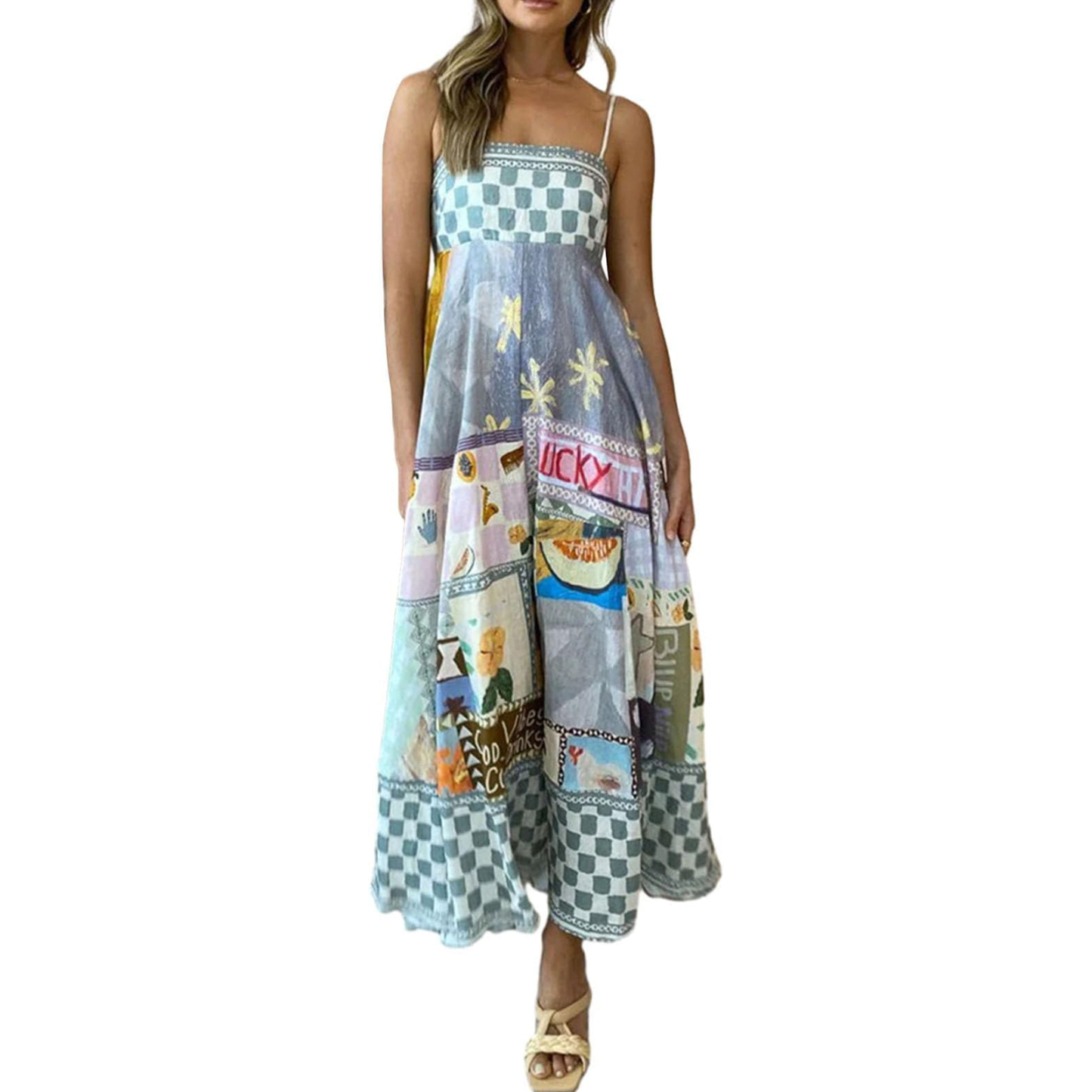 Women Boho Beach Spaghetti Strap Flowy Dress 🔥Buy 2 Free Shipping