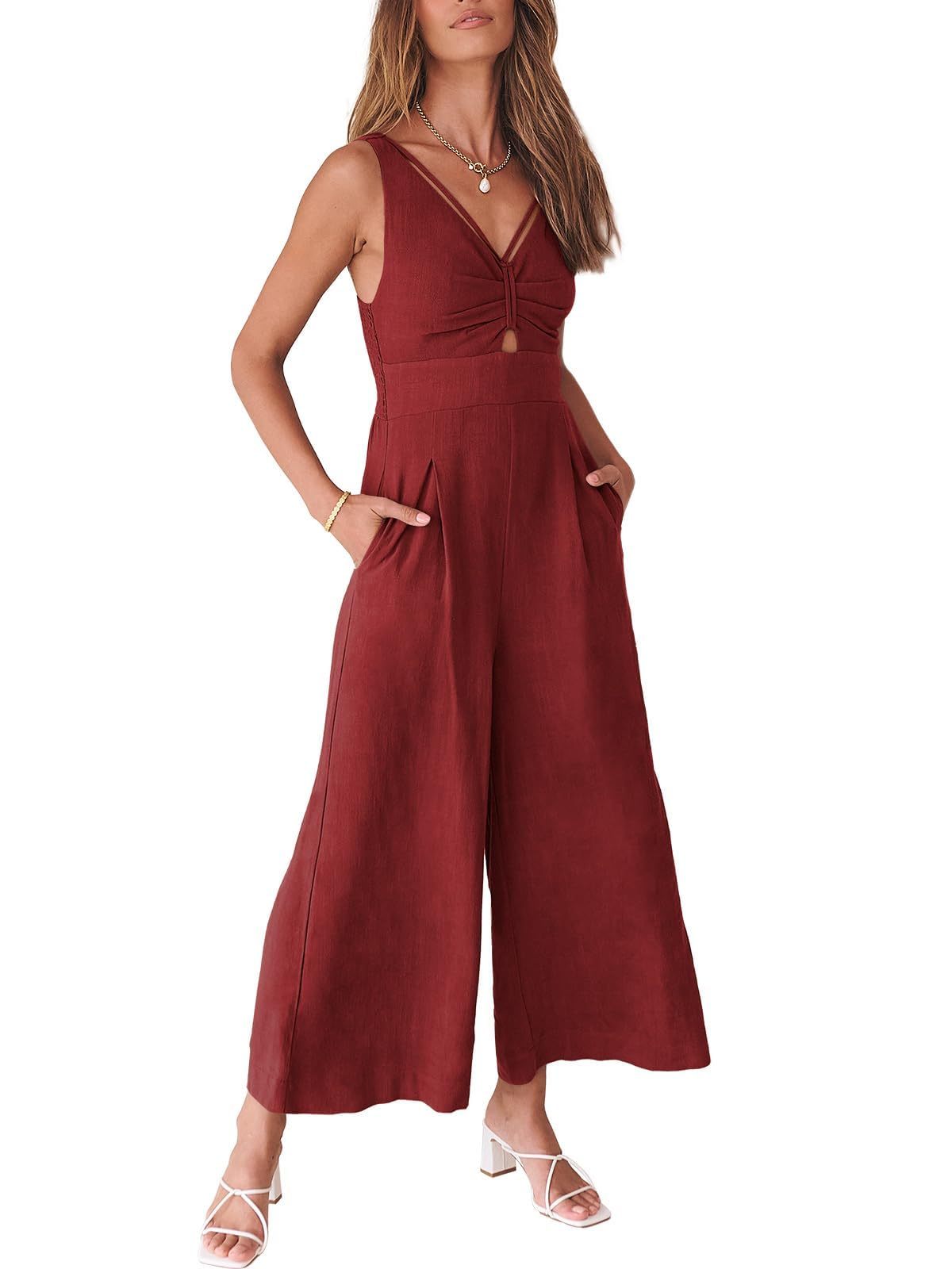 🔥2024 Hot Sale 🔥V NECK SMOCKED CUTOUT HIGH WAIST ROMPERS-hivebabe.com
