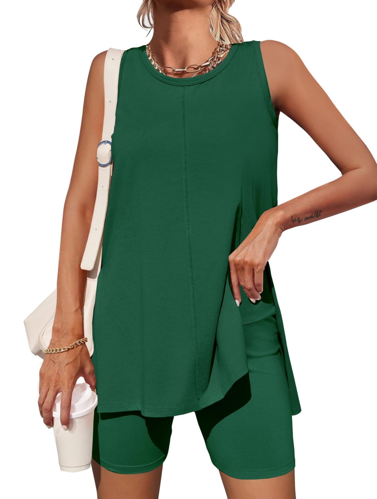 Women's Summer Sleeveless Tank Top Shorts Sets