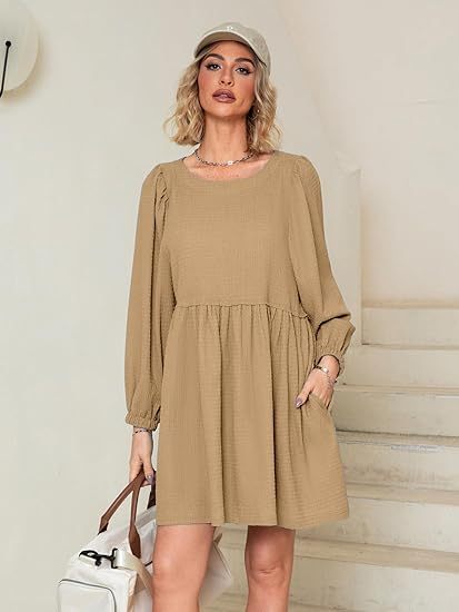 2024 🔥 Womens Flowy Summer Puff Sleeve Dress