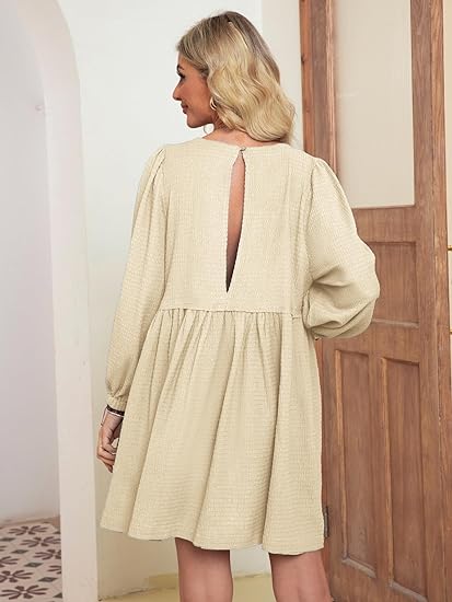 2024 🔥 Womens Flowy Summer Puff Sleeve Dress