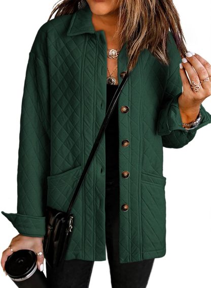Women Button Down Casual Lightly Quilted Jackets 
