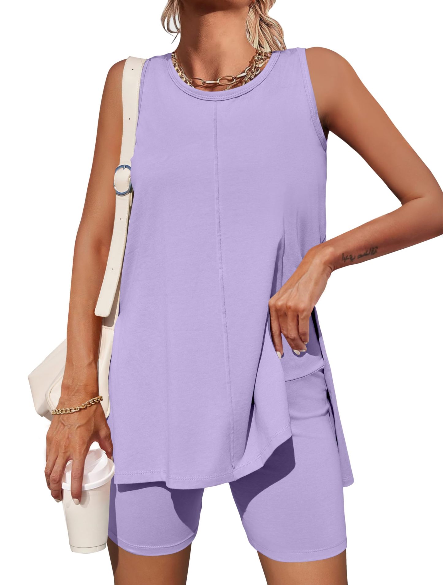 Women's Summer Sleeveless Tank Top Shorts Sets
