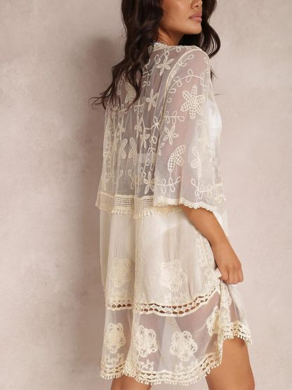 Women's Lace Bathing Suit Cover Up V-Neck Swimsuit Coverups