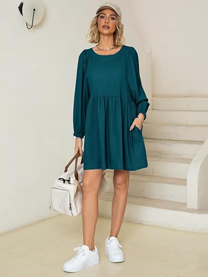 2024 🔥 Womens Flowy Summer Puff Sleeve Dress