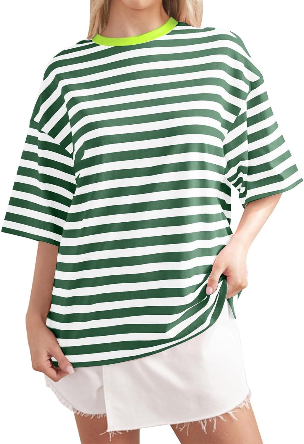 Women Oversized Striped Color Block Shirt (BUY 2 FREE SHIPPING)