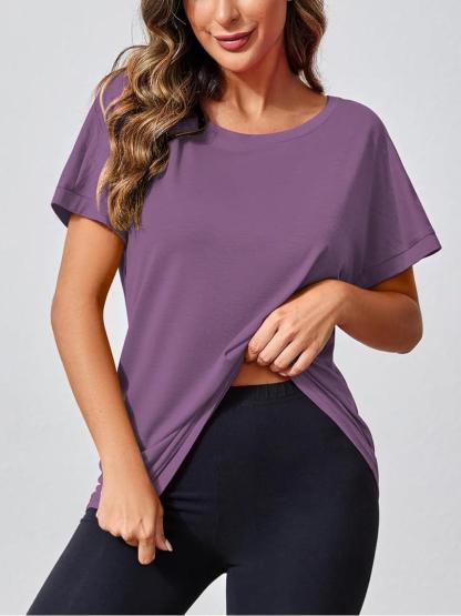 Women Open Back Athlete Loose Fitting Workout Casual Yoga T-Shirt