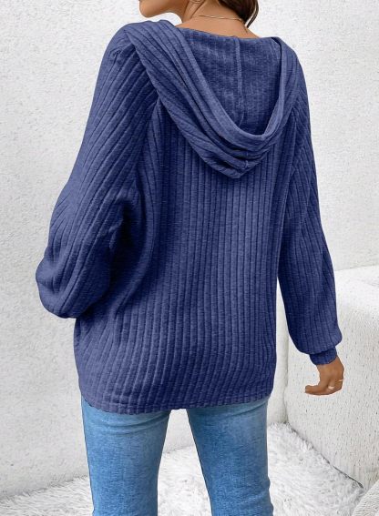 Women's V Neck Hooded Lightweight Knit Sweater Tops (Buy 2 Free Shipping)