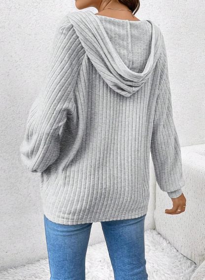 V Neck Hooded Lightweight Knit Sweater Tops (Buy 2 Free Shipping)