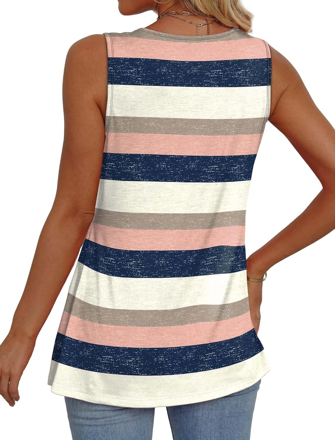 Women Dressy Sleeveless V Neck Babydoll Tank Tops