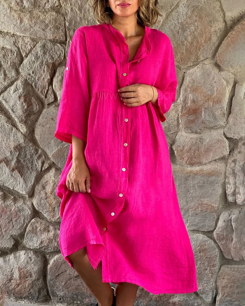 🔥Last Day Sale 49% OFF - Cotton And Linen Loose Shirt Dress🔥Buy 2 Free VIP Shipping🔥
