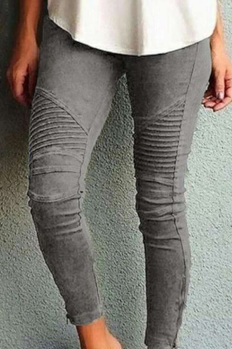 Solid Slant Pocket Zip Side Seam Detail Skinny Jeans