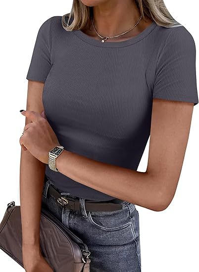 Essential Ribbed Knit Slim Fit T-Shirt  (BUY 3 FREE SHIPPING!!!)
