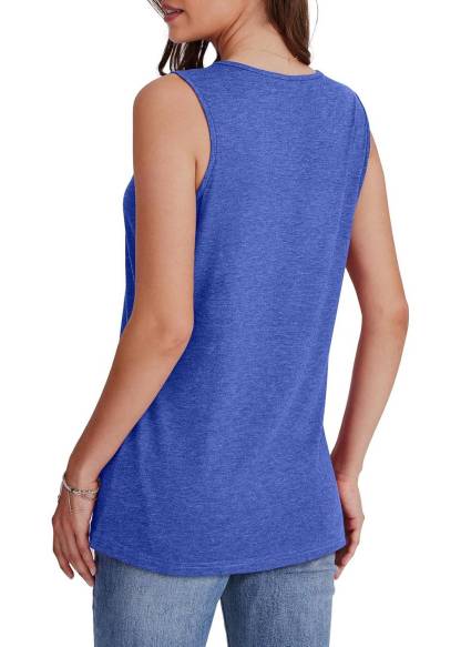 Women Summer Loose Fit V Neck T Shirts Trendy Sleeveless Basic Tank Tops (Buy 3 Free Shipping)