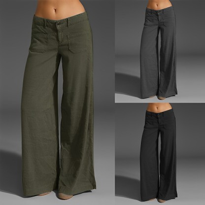 Dual Pocket Front Wide Leg Jeans