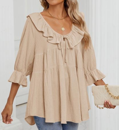 2025 New Women’s Scoop Neck 3/4 Length Sleeve Top(buy 2 10% OFF)